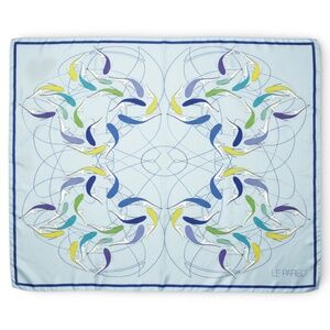 LE PAREO - 54"x72" - SILK  PAREO - AQUATIC PRINT - BABY BLUE/ ROYAL